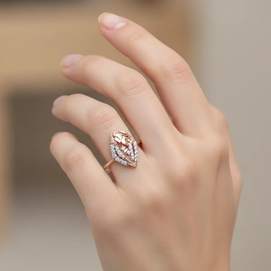 Butterfly Diamond Frame Gold Ring