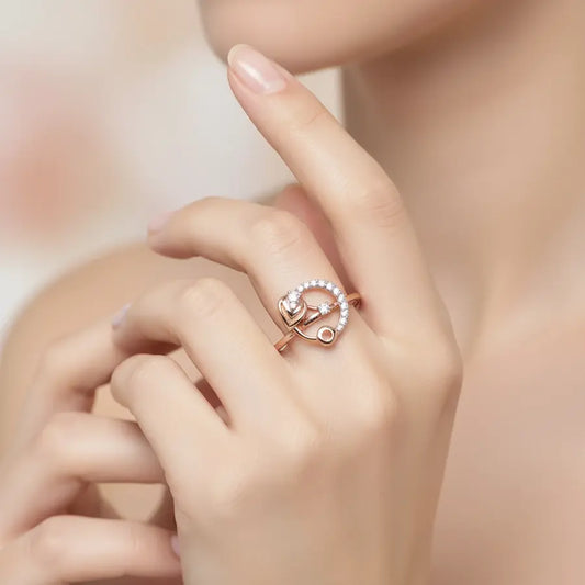 Circle Peacock Feather Gold Ring