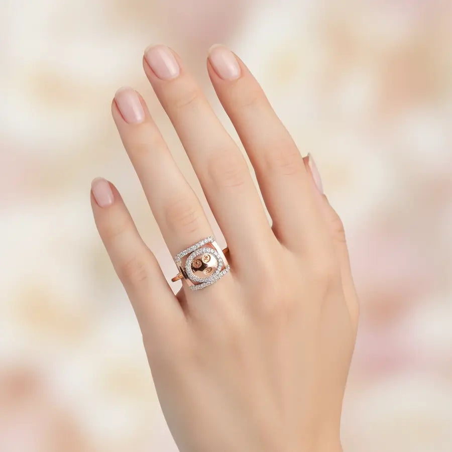 Shocked Smiley Gold Ring