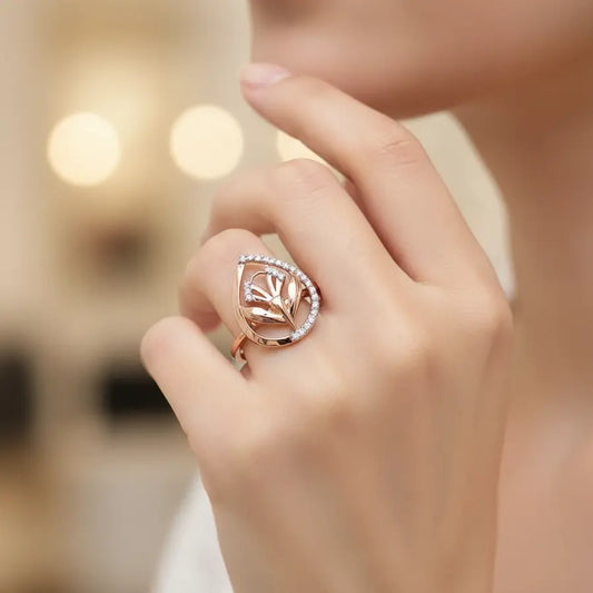 Droplet Leaves Gold Ring