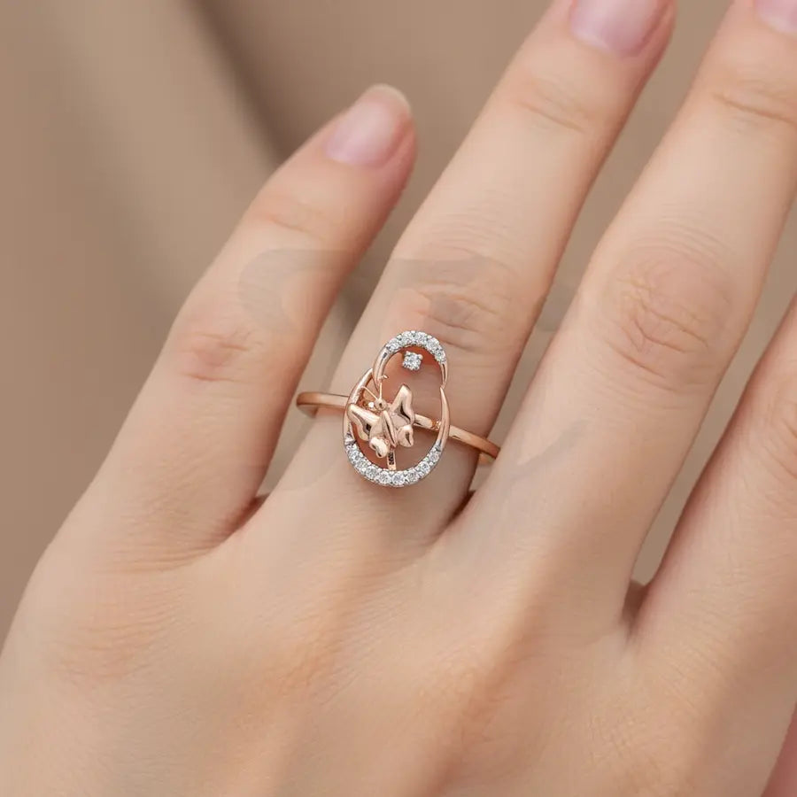 Butterfly Oval Gold Ring