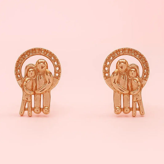 Side Hug Couple Gold Earrings