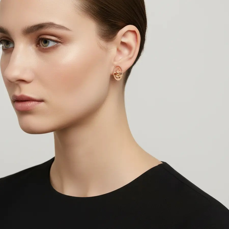 Raised Hands Gold Earrings