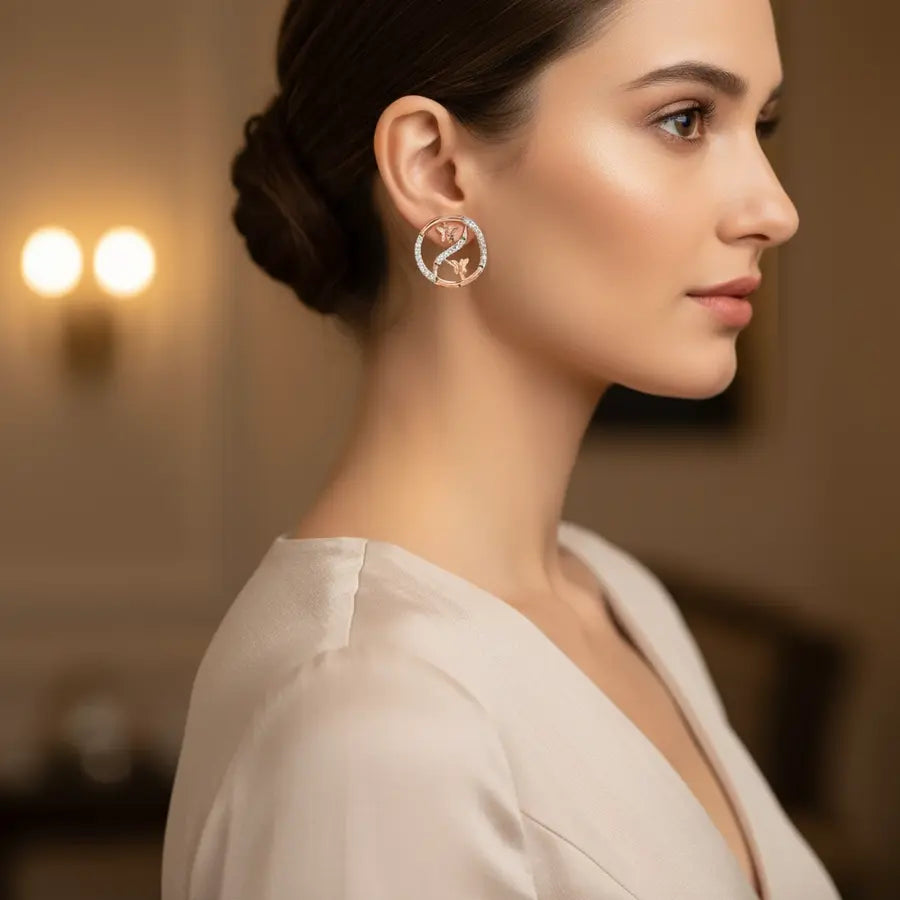 Duo Butterflies Gold Earrings