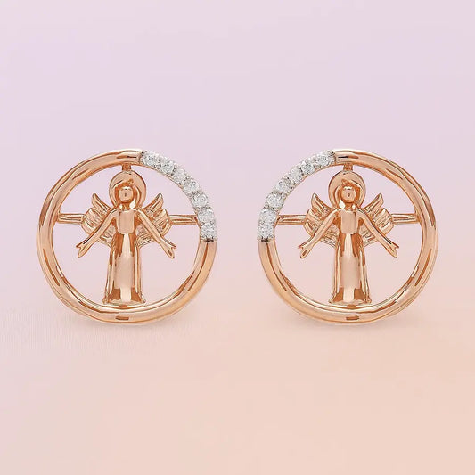 Angel Circle Frame Gold Earrings