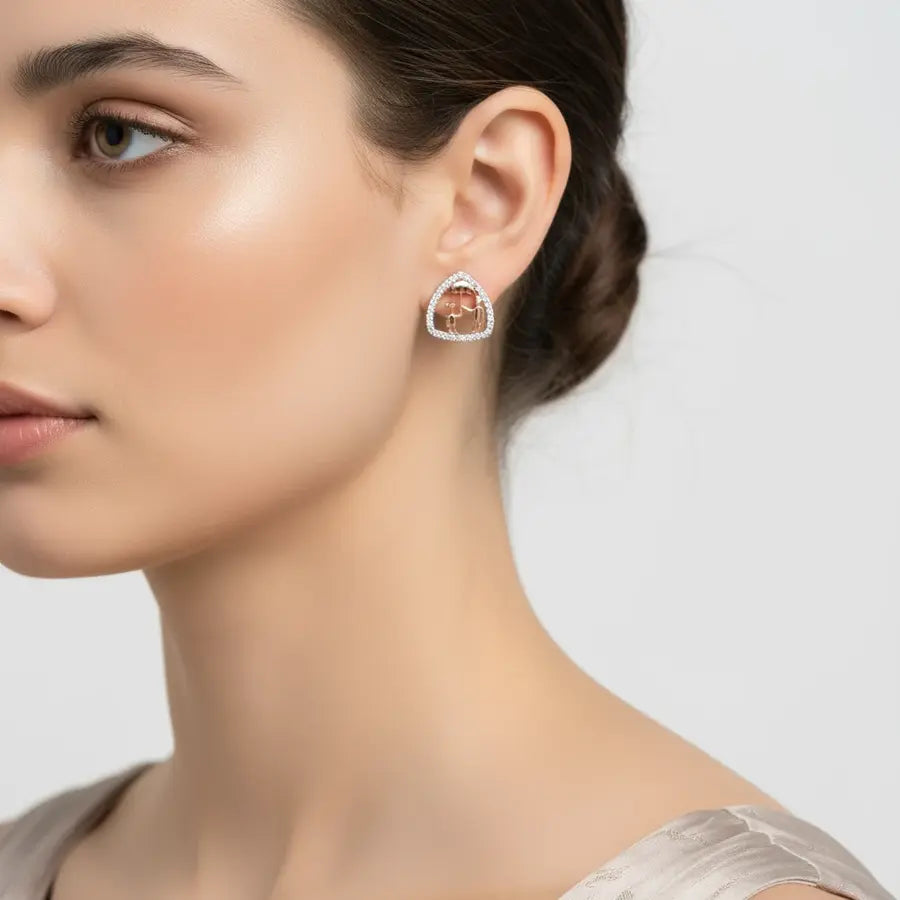 Umbrella Couple Gold Earrings