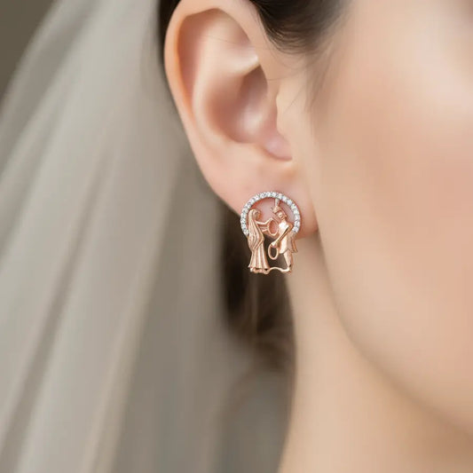 Bride & Groom Garland Gold Earrings