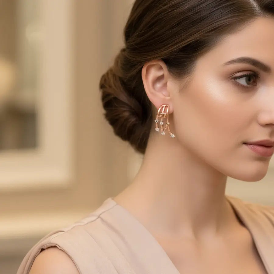 Musical Note Gold Earrings