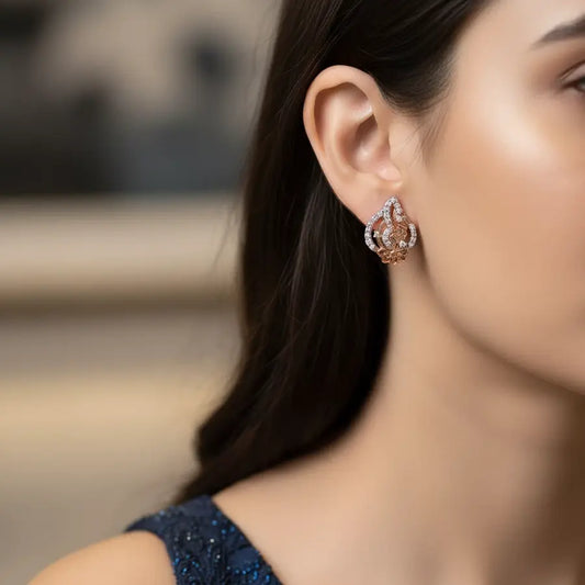 Shell Frame Floral Gold Earrings