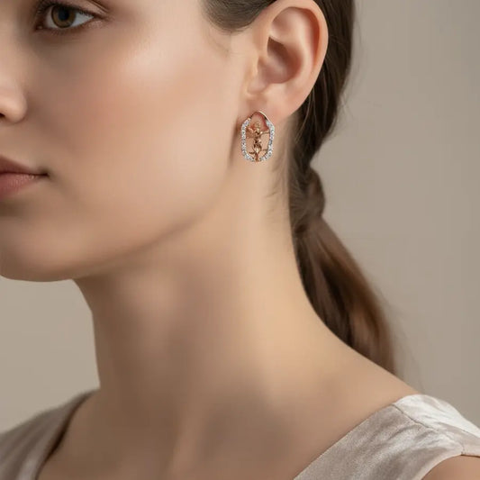 Bharathanatyam Pose Gold Earrings