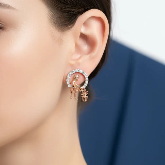 Watering Plants Gold Earrings