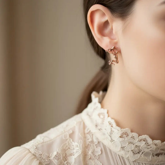 Mom Carrying Baby Gold Earrings