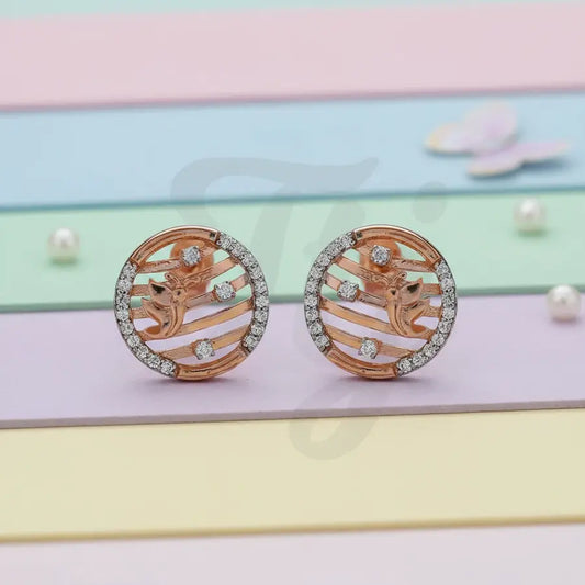 Circle Stone Butterfly Gold Earrings
