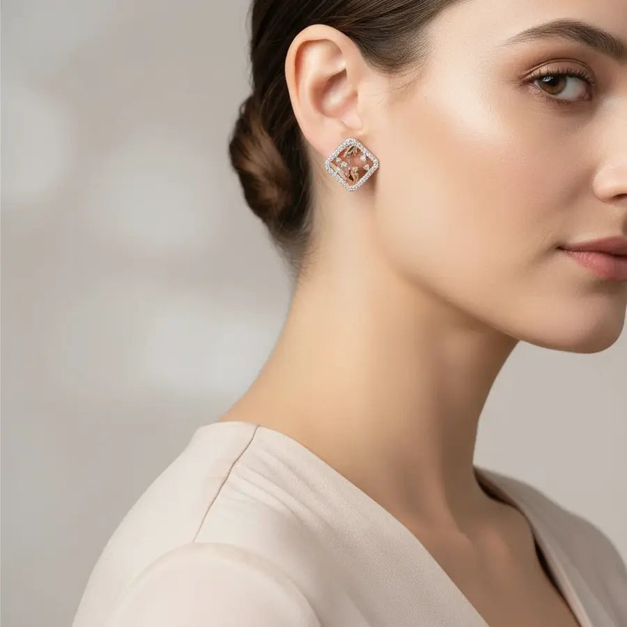 Pointing Hands Duo Gold Earrings
