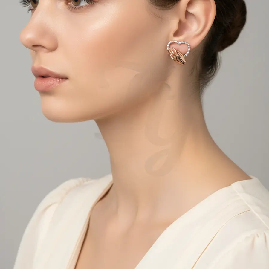 Hand Heart Gold Earrings