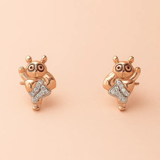 Quirky Character Gold Earrings