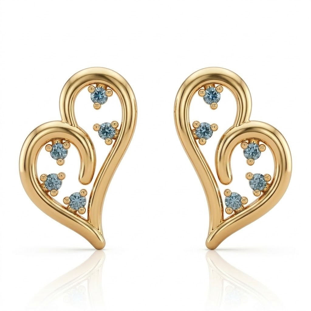 Curved Heart Diamond Earring