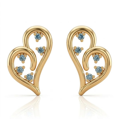 Curved Heart Diamond Earring