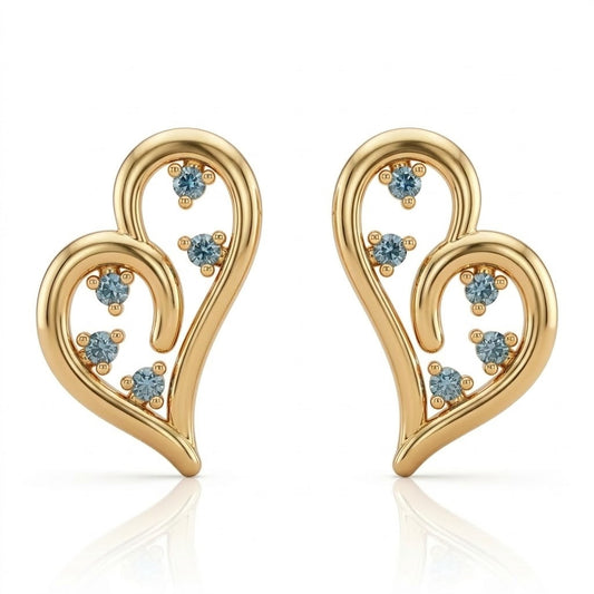 Curved Heart Diamond Earring