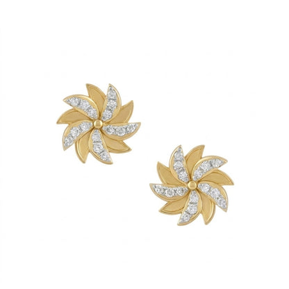 Pinwheel Diamond Gold Earrings