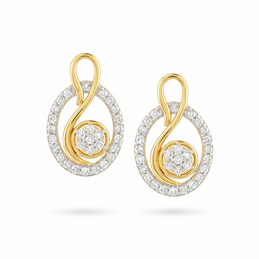 Elegant Infinity Circle Diamond Gold Earrings