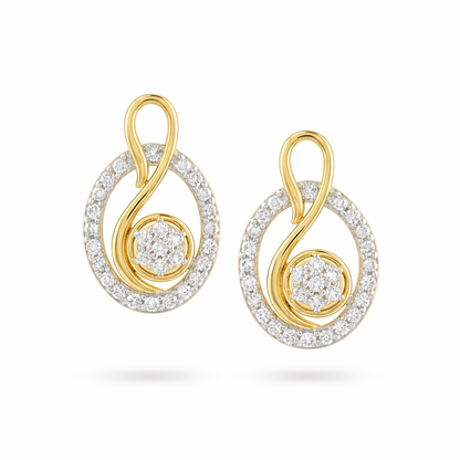 Elegant Infinity Circle Diamond Gold Earrings