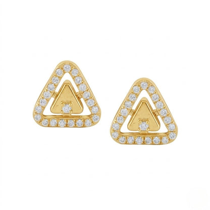 Triangle Halo Diamond Gold Earrings