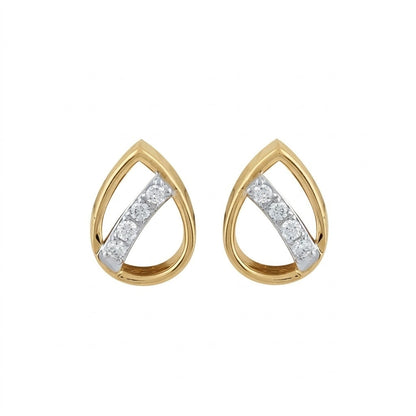 Flowing Teardrop Diamond Gold Earrings