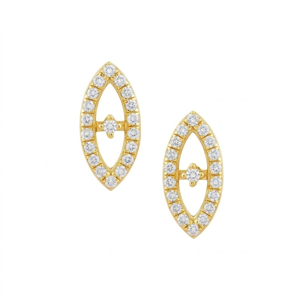 Protective Eye Diamond Gold Earrings