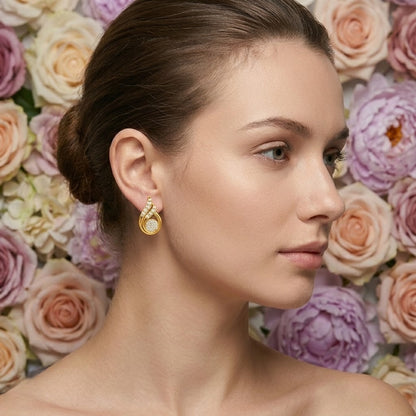 Flame Curve Drop Diamond Gold Earrings