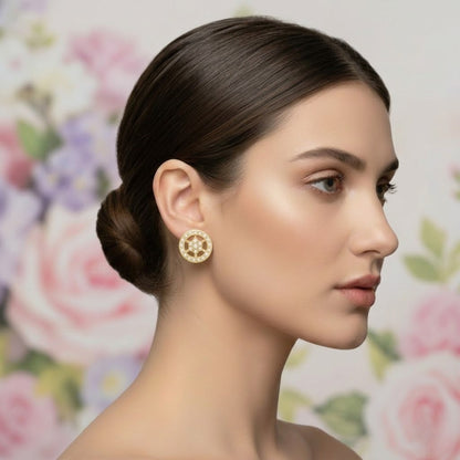 Gold Circular Diamond Earring