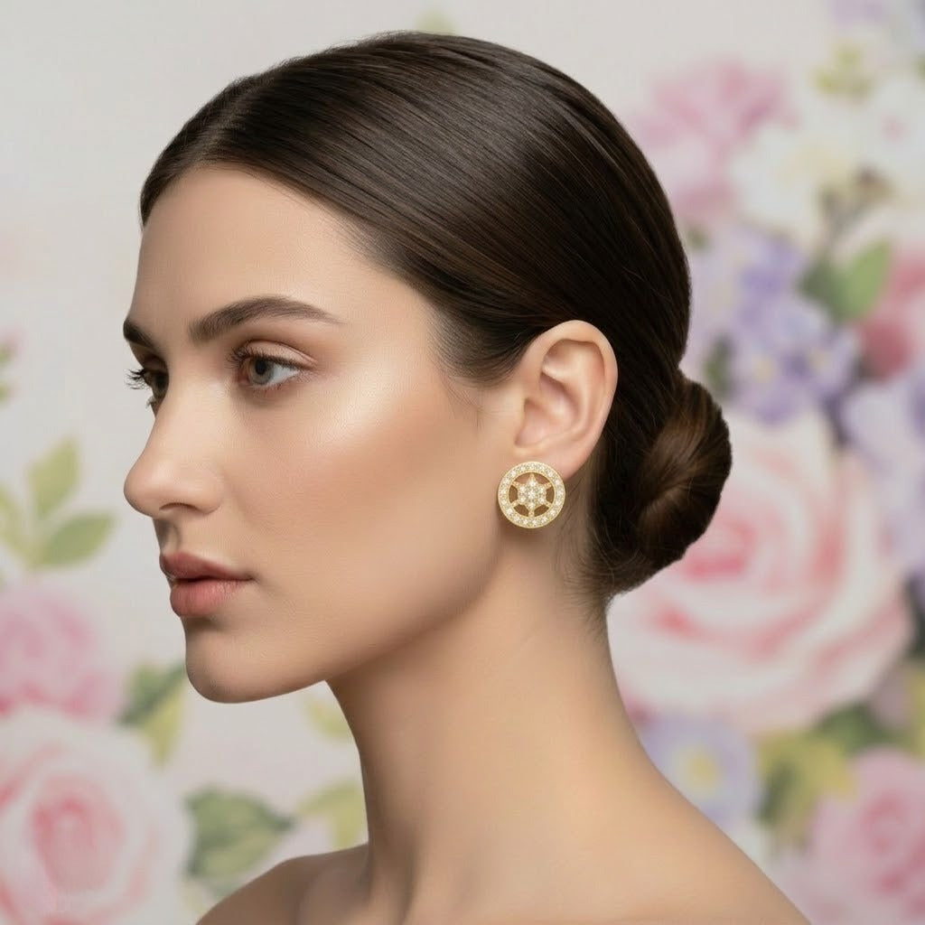 Gold Circular Diamond Earring