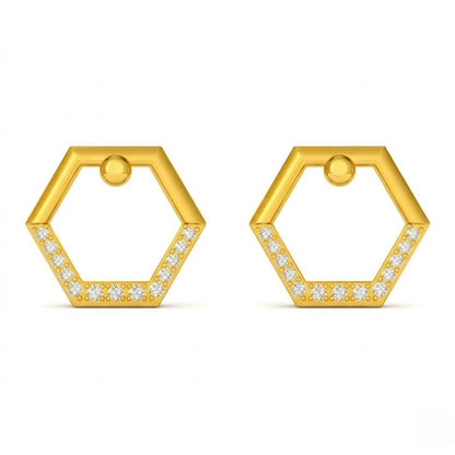 Gold Hexagon Stud Earring