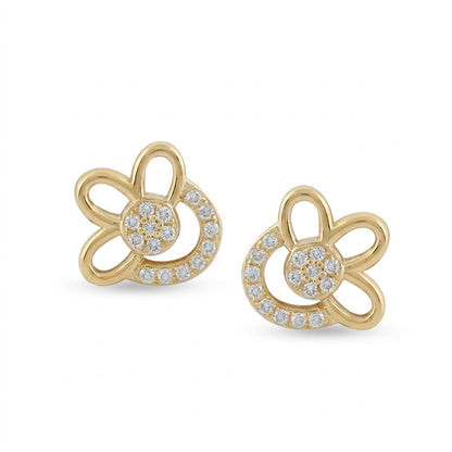 Floral Loop Diamond Gold Earrings