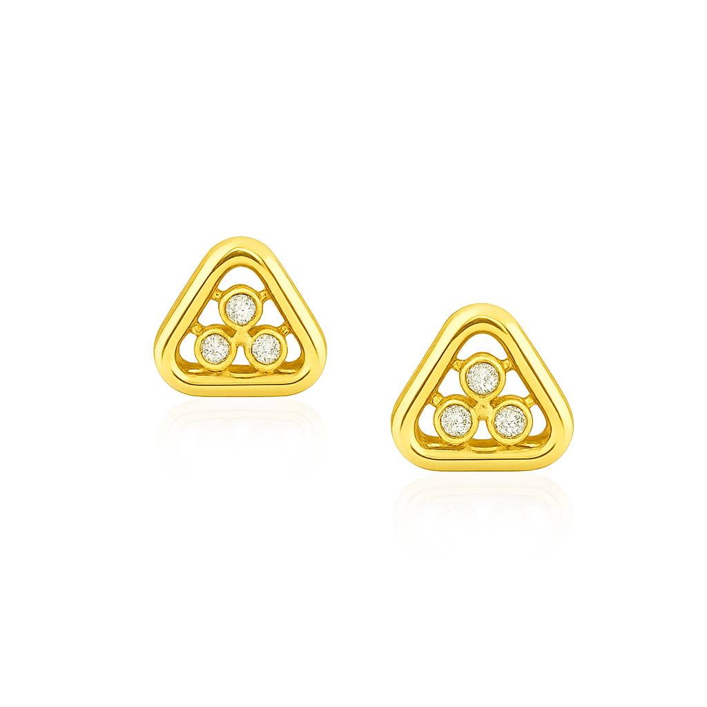 Triangle Cluster Diamond Gold Earrings