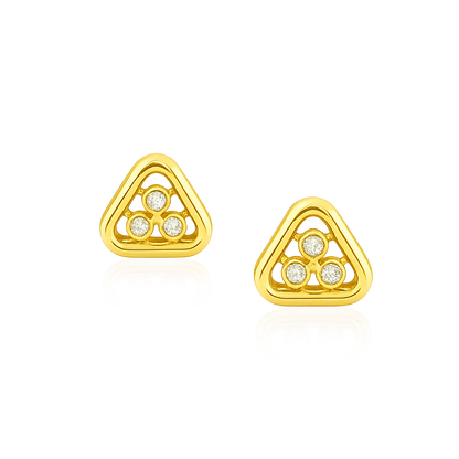 Triangle Cluster Diamond Gold Earrings