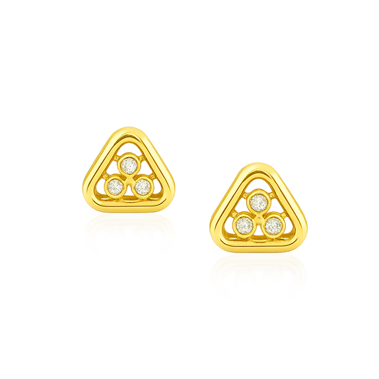 Triangle Cluster Diamond Gold Earrings