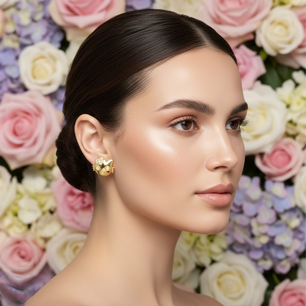 Kitten Diamond Gold Earrings