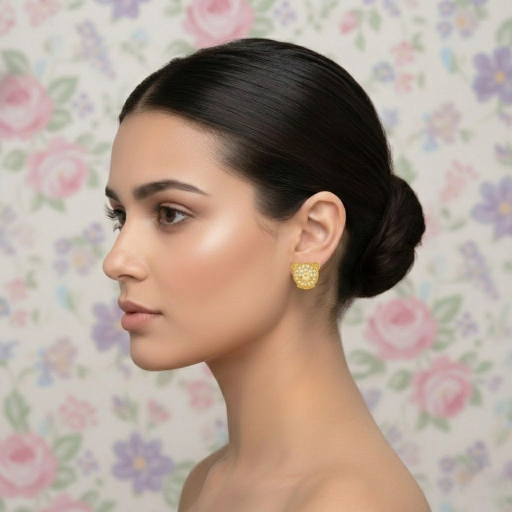 Gold Teddy Diamond Earring