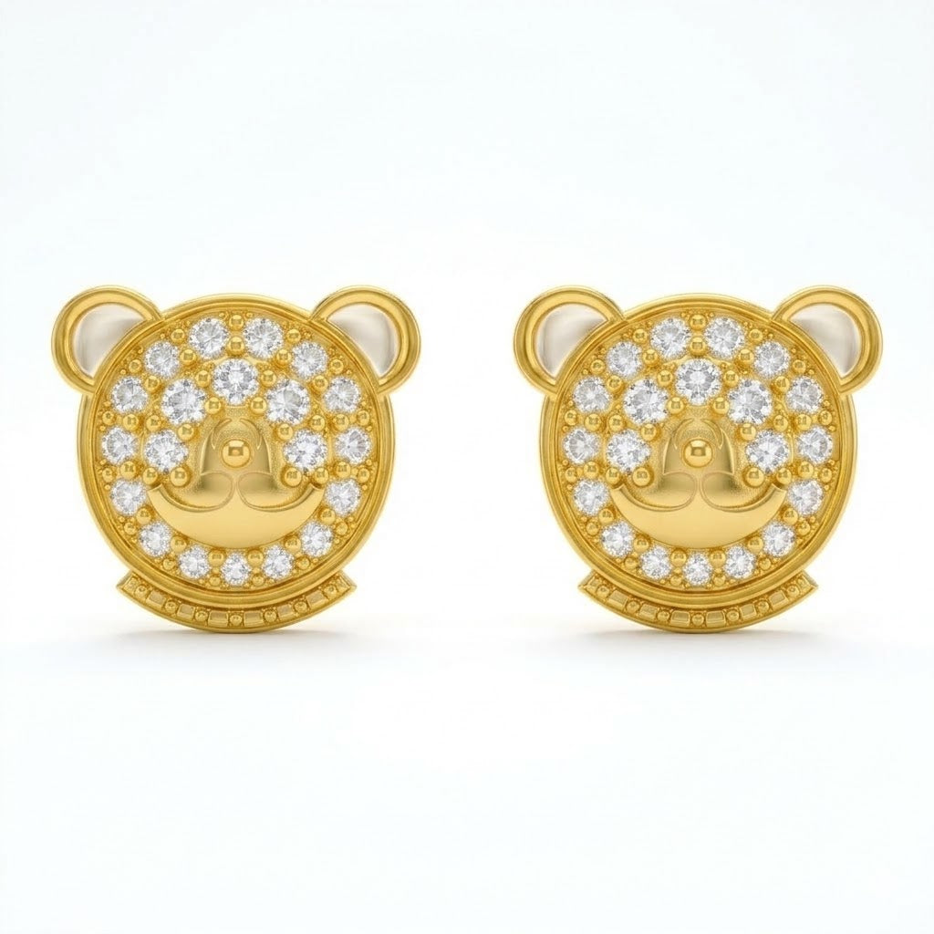 Gold Teddy Diamond Earring