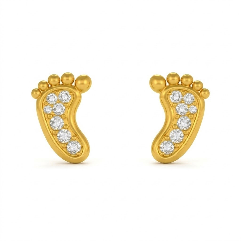 Gold Paisley Diamond Earring