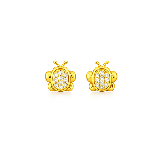 Ladybug Diamond Gold Earrings