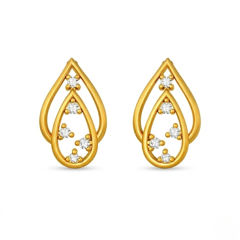 Double Teardrop Bloom Diamond Earring