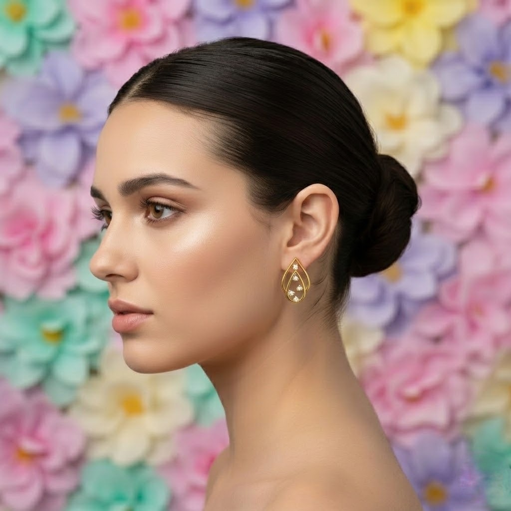 Double Teardrop Bloom Diamond Earring