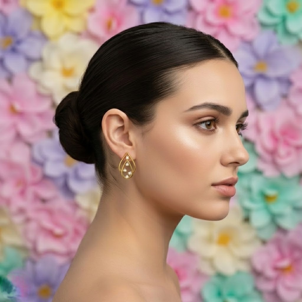 Double Teardrop Bloom Diamond Earring