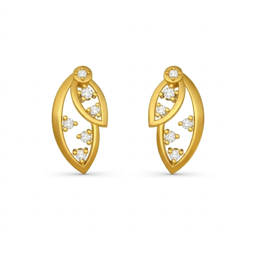Twin Leaf Diamond Earring