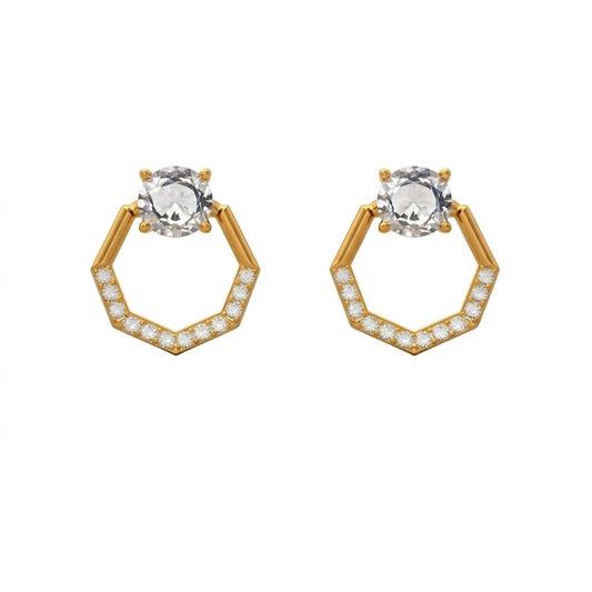 Geometric Hexagon Hoop Earring