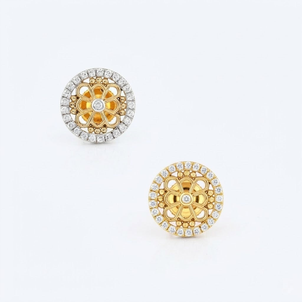 Golden Halo Diamond Stud Earrings