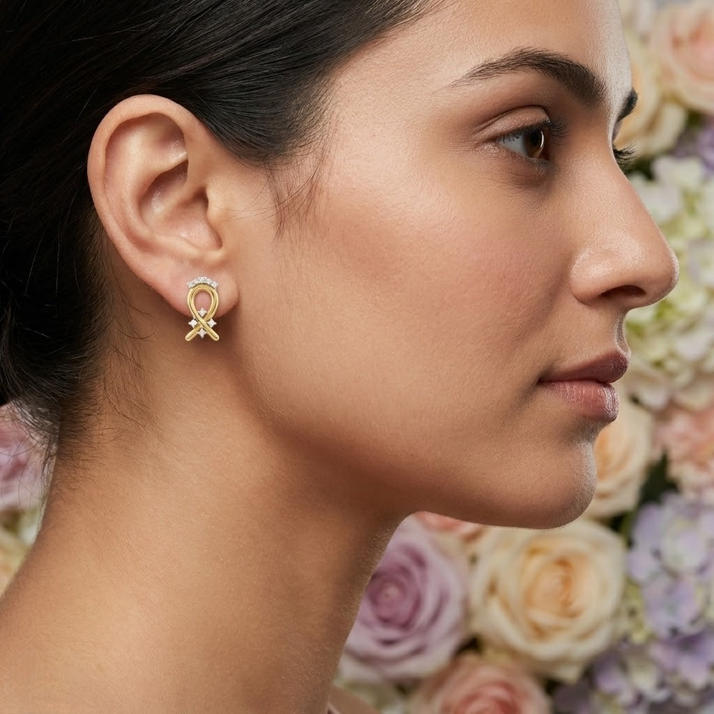 Infinity Loop Sparkle Diamond Gold Earrings