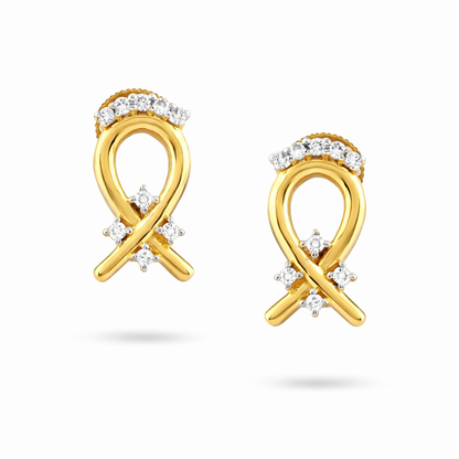 Infinity Loop Sparkle Diamond Gold Earrings